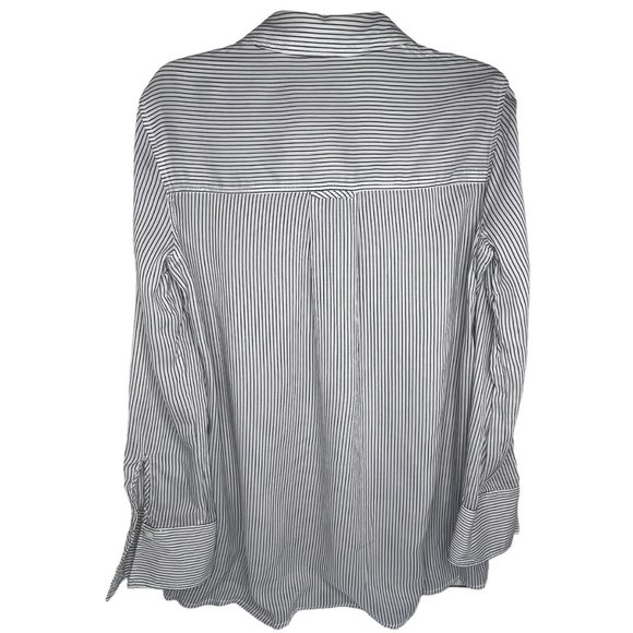 Max Studio Women's White Black Striped Long Sleeve Button Down Size M - Picture 3 of 6